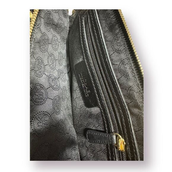 Michael‎ Kors Jet Set Black Leather Crossbody Shoulder Bag Double Zipper - Picture 6 of 7